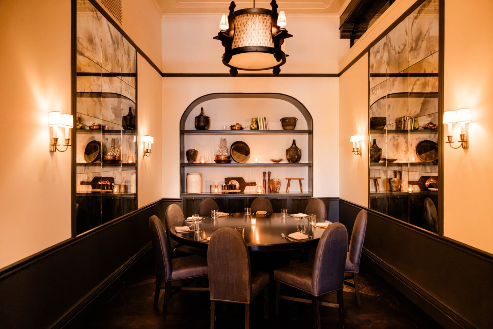 The private dining room at Gable, set for dinner